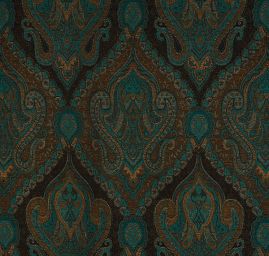 Žakár Art Fabrics Paisley orient len hnědomodrý