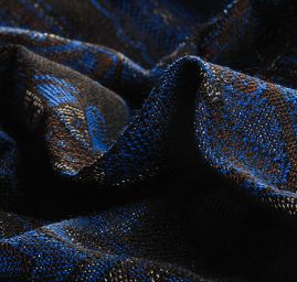 Žakár Art Fabrics Paisley orient len modročerný