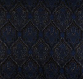 Žakár Art Fabrics Paisley orient len modročerný