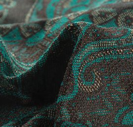 Žakár Art Fabrics Paisley orient len zelenočerný