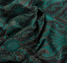 Žakár Art Fabrics Paisley orient len zelenočerný
