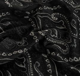 Žakár Art Fabrics Paisley orient černošedý