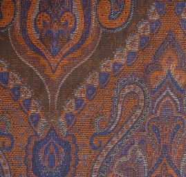 Žakár Art Fabrics Paisley orient len oranžovomodrý