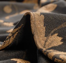 Žakárová tkanina Art Fabrics Primavera okrová/černá