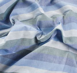 Len Art Fabrics širší pruhy šedé, modré 