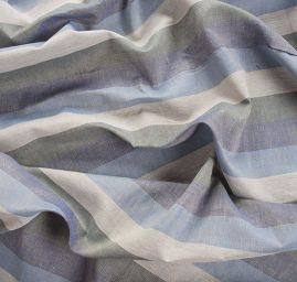 Len Art Fabrics širší pruhy béžová, modrá