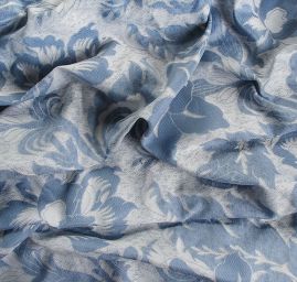 Žakárová tkanina Art Fabrics Karin květy modré