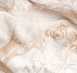 Dekorační tkanina Art Fabrics secese Mucha zlatá/bílá