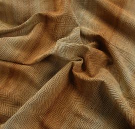 Kostýmová látka Art Fabrics rybí kost žlutohnědý melír