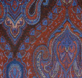 Žakár Art Fabrics Paisley orient modrý/čevený