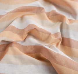 Len Art Fabrics širší pruhy hnědé barvy