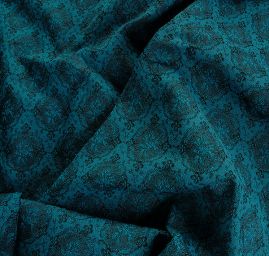 Žakárová tkanina Art Fabrics Medailon tyrkysová/zlatá