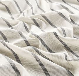 Len Art Fabrics organtýn pruhy úzké antracit bílá