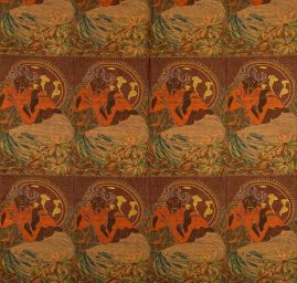 Dekorační tkanina Art Fabrics secese Mucha oranžová