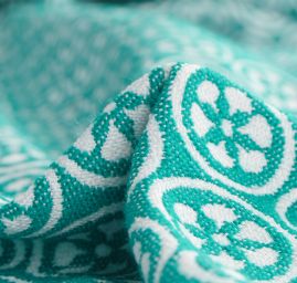 Žakárová látka Art Fabrics Cirkl modrozelená