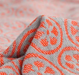 Žakárová látka Art Fabrics Cirkl červený/šedý