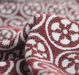 Žakárová látka Art Fabrics Cirkl hnědofialový