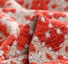 Žakárová látka Art Fabrics Brusel vínová/zelená