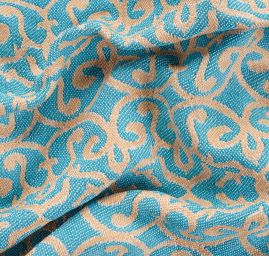 Žakárová látka Art Fabrics Verona okrová, tyrkys