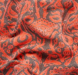 Žakárová látka Art Fabrics Gotik červený/hnědý