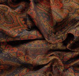 Žakár Art Fabrics Paisley orient okrová/červená
