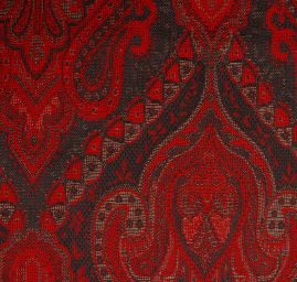 Žakár Art Fabrics Paisley orient  zlatá/červená