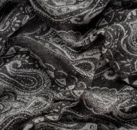Žakár Art Fabrics Paisley orient černá/šedá