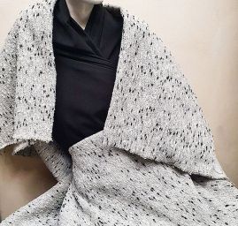 Kostýmová vlněná látka buklé Art Fabrics černobílá