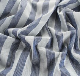 Len organtýn Art Fabrics širší modré pruhy