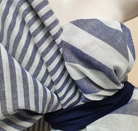 Len Art Fabrics organtýn pruhy modré barvy