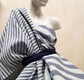 Len Art Fabrics organtýn pruhy modré barvy