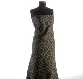 Replika historické látky Art Fabrics Medailon modrá/hořčicová