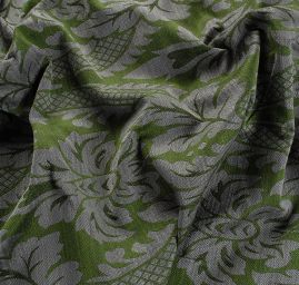 Replika historické tkaniny Rokoko šedá/zelená