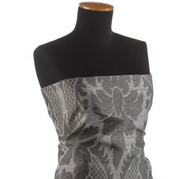 Replika historické tkaniny Rokoko šedá/bílá