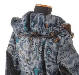 Manšestrový kabátek tisk modrý