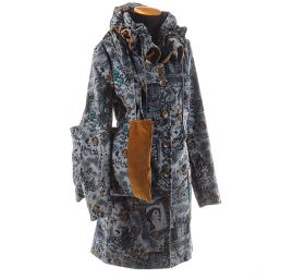 Manšestrový kabátek tisk modrý