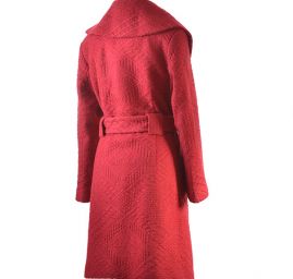 Originální kabát imitace pleteniny červený