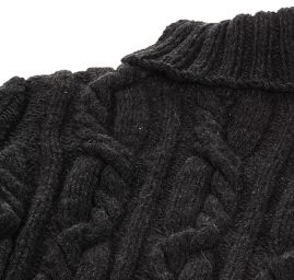 Pletený svetr s copánkovým vzorem, černý