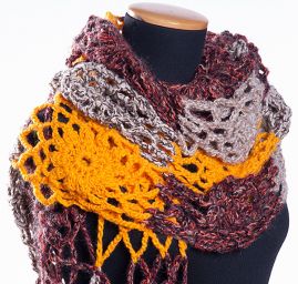 Háčkovaný pléd/šál motiv květů na síti