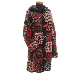 Háčkovaný kabátek černo-červený melír