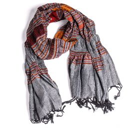 Šála plise teplejší viskoza směs šedá rezavá