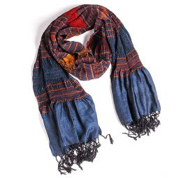 Šála plise teplejší viskoza směs tm. modrá rezavá