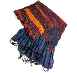 Šála plise teplejší viskoza směs tm. modrá rezavá