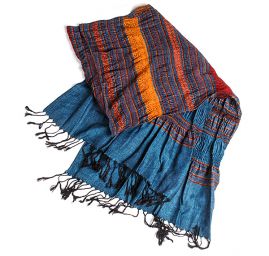 Šála plise teplejší viskoza směs tyrkysová rezavá