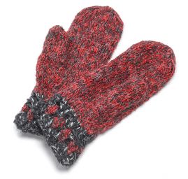 Pletené rukavice, čepice , šála červeno-černý set