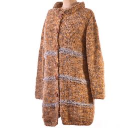 Originální ručně pletený svetr hnědý melír