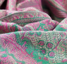 Šála směs kašmír/hedvábí vzor v zelených odstínech