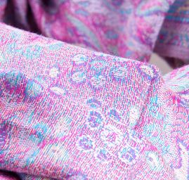 Šála směs kašmír/hedvábí vzor pastel růžová