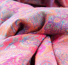 Šála směs kašmír/hedvábí vzor v oranžových barvách