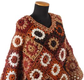 Originální pončo výstřih V + rolák hnědé